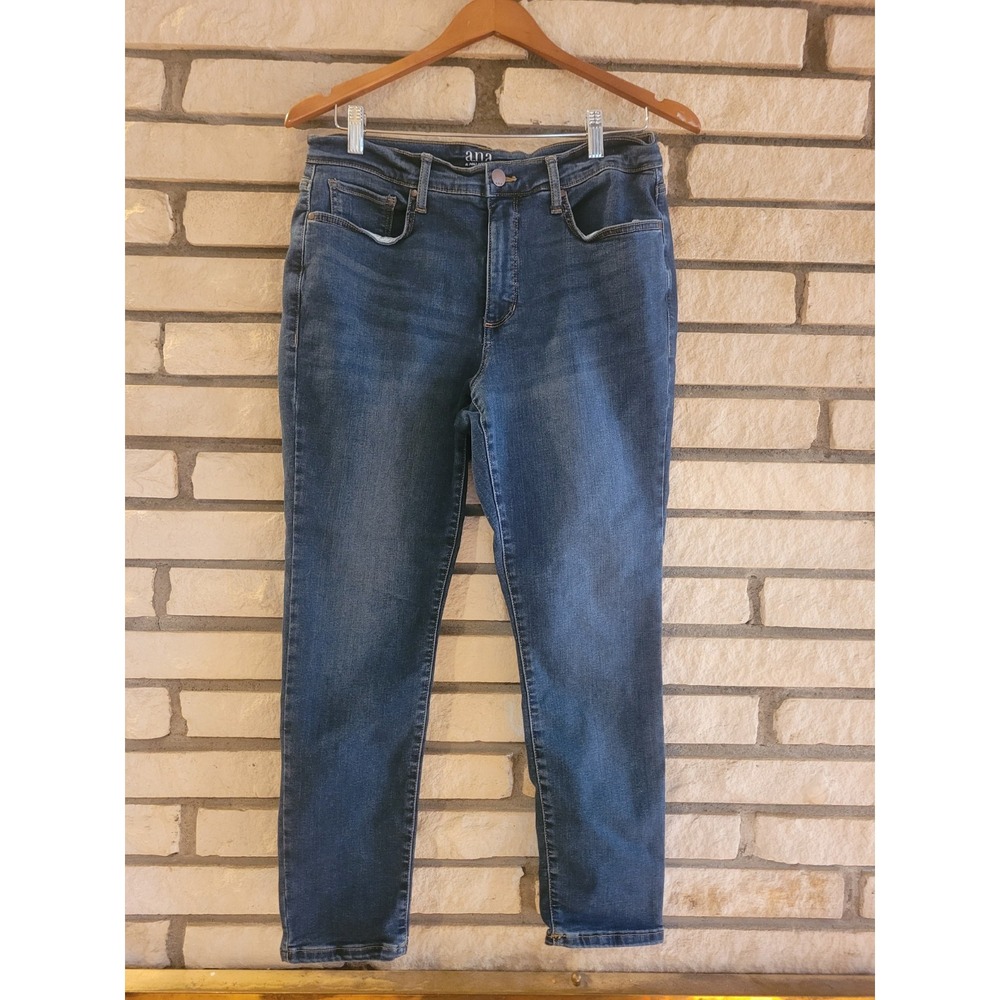 a.n.a Women's Dark Wash High Rise Skinny Ankle Denim Blue Jeans 5-Pocket Size 12